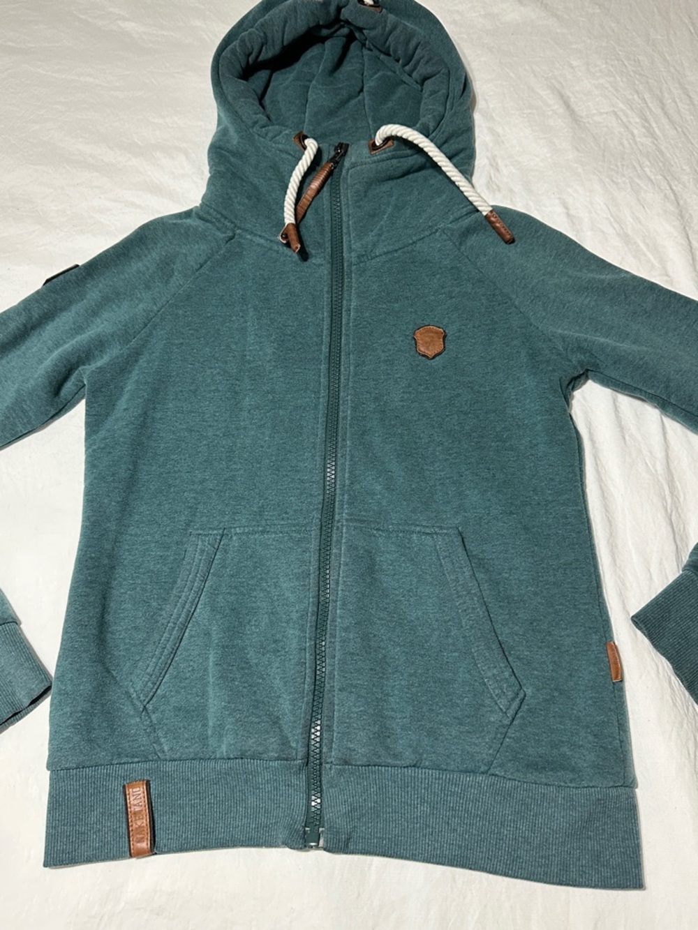 Naketano Women’s Teal Hooded Zip-Up Sweatshirt